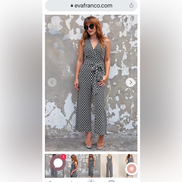 Eva Franco Pants - Eva Franco Black and White Polka Dot Jumpsuit Anthropologie XL